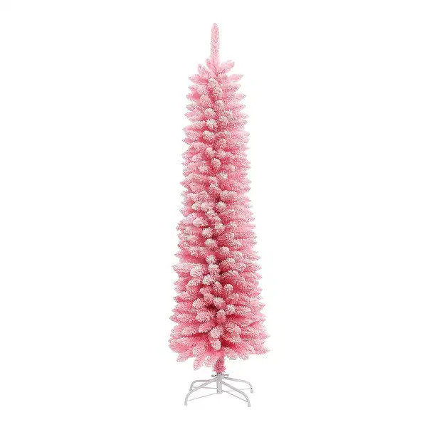6Ft Pencil Slim Artificial Pink Christmas Tree - 72" H x 26" Diameter - Bed Bath & Beyond - 38284... | Bed Bath & Beyond