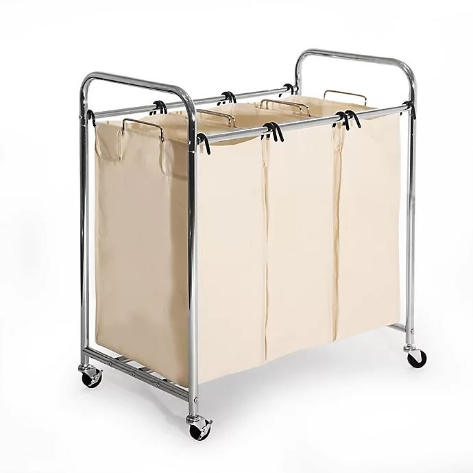 Seville Classics 3-Bag Heavy Duty Laundry Sorter Hamper Cart in Chrome | Bed Bath & Beyond