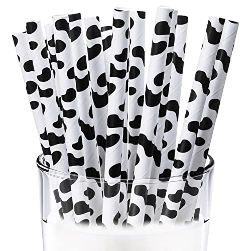 25 Pcs Cow Party Supplies Straws Farm Birthday Party Supplies Paper Straws Cow Print Drinking Black and White Straws for Kids Birthday Farm Theme Party Baby Bridal Shower Decorations | Amazon (US)