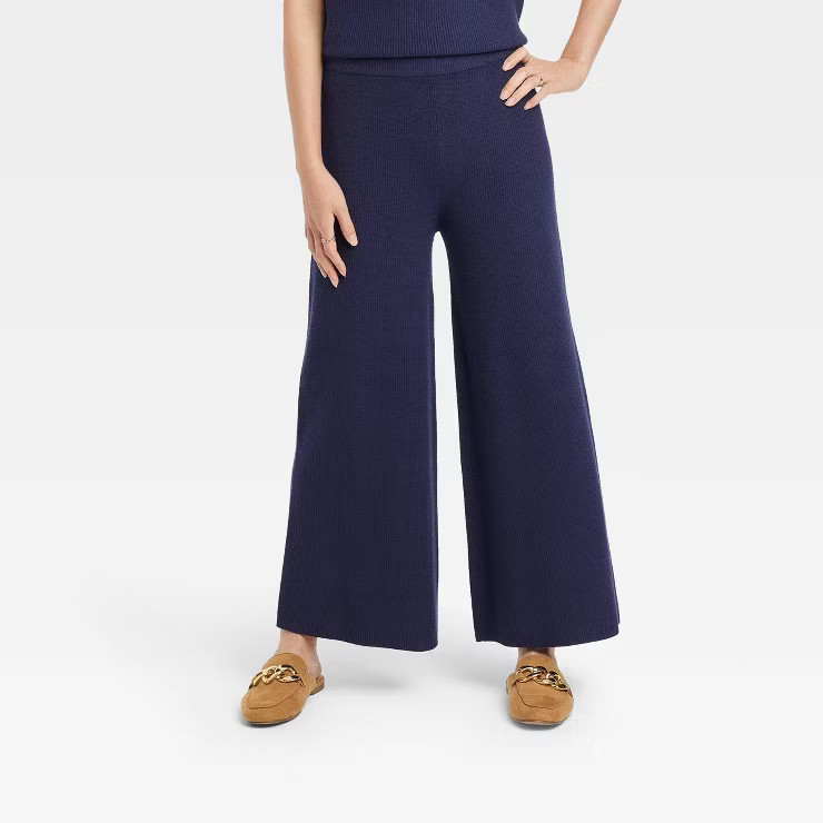 Women's High-Rise Ribbed Sweater Wide Leg Pants - A New Day™ | Target