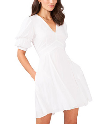Women's Short Puff Sleeve Tiered Short Dress | Macy's