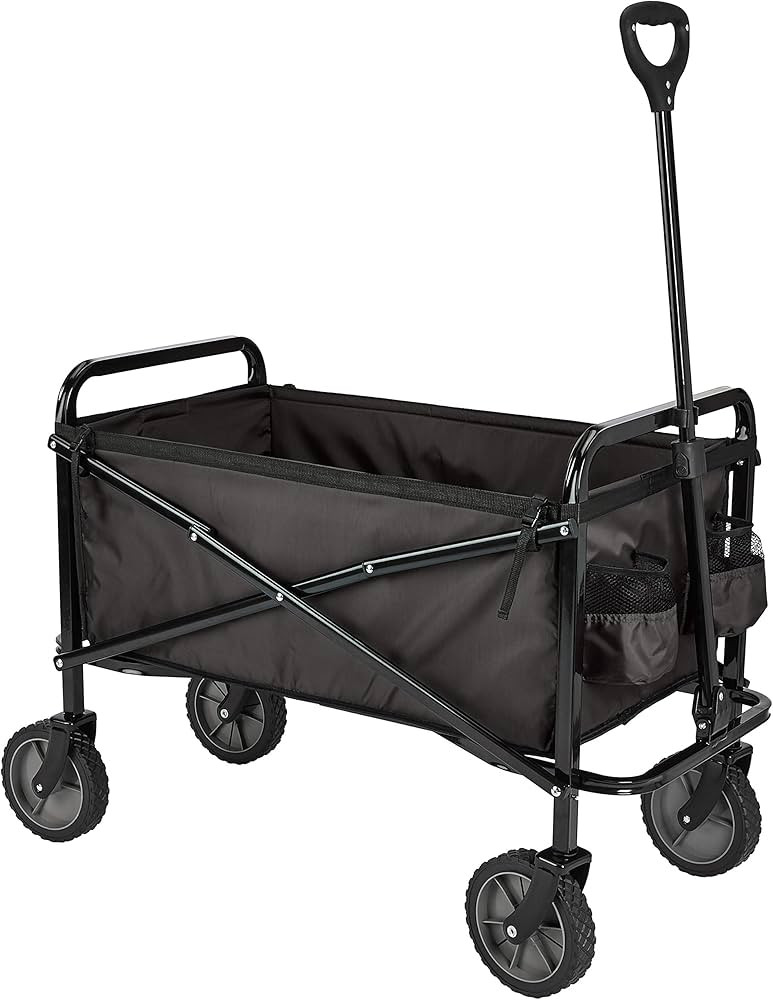 Amazon Basics Collapsible Folding Outdoor Utility Wagon with Cover Bag, Black | Amazon (US)