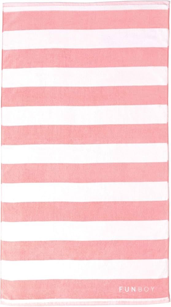 FUNBOY Oversized Beach Towel, Pink Cabana Stripe Design, Perfect for a Summer Pool Party and the ... | Amazon (US)