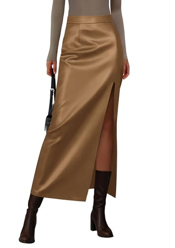 PRETTYGARDEN Womens Faux Leather Skirts 2025 Fall Fashion Bodycon High Waisted Slit Work Office W... | Amazon (US)