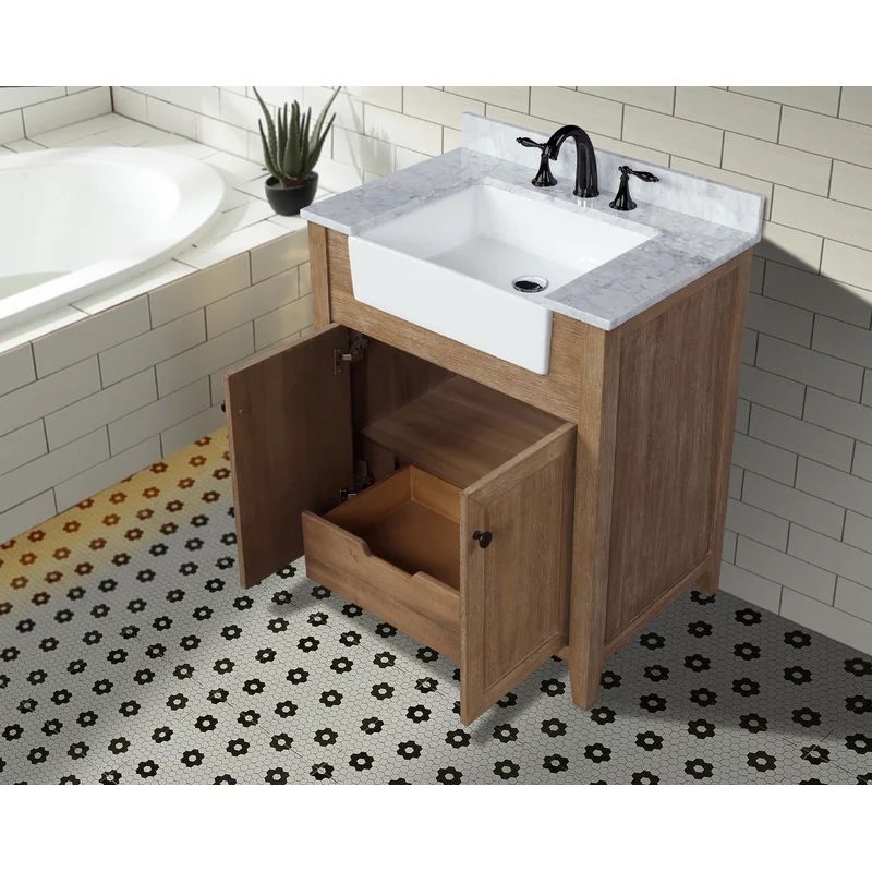 Clarion 30'' Free Standing Single Bathroom Vanity with Marble Top | Wayfair North America