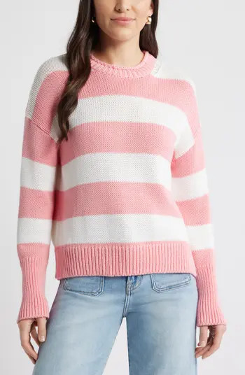 Stripe Roll Neck Cotton Sweater | Nordstrom