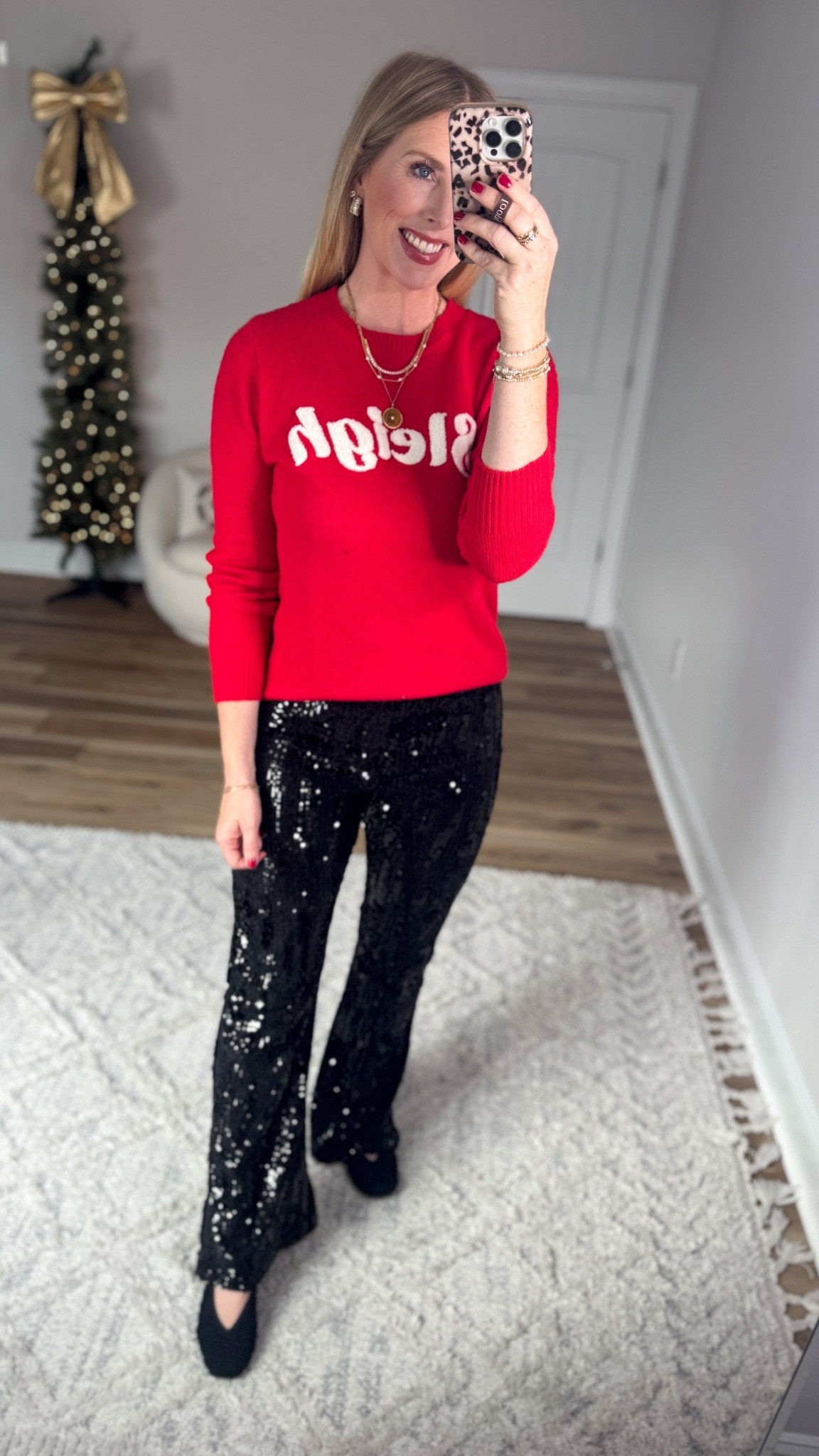 Daily try on, Walmart outfit, Walmart fashion, Walmart try on, red holiday sweater, sequin pants

Small in both 

#LTKHoliday #LTKFindsUnder50
