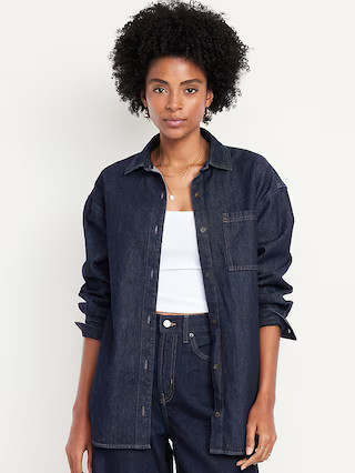 Boyfriend Button-Down Jean Tunic | Old Navy (US)