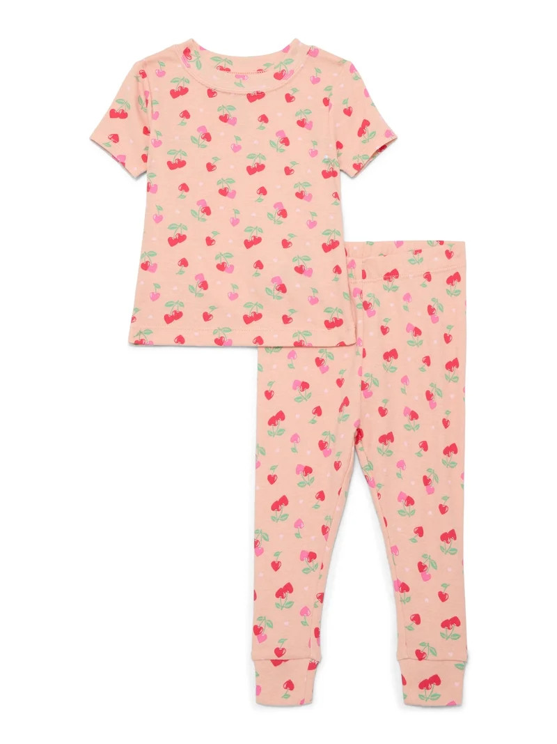 Wonder Nation Toddler Boys or Girls Cotton Snug-Fit Top and Pants Pajama Set, 2-Piece, Sizes 12M-... | Walmart (US)
