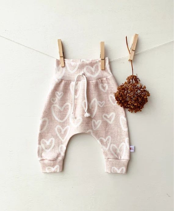 Valentine Day Gift, Hearts Kids Pants, Gift Under 30, Valentine Baby Pants, Unisex Kids, Organic ... | Etsy (US)