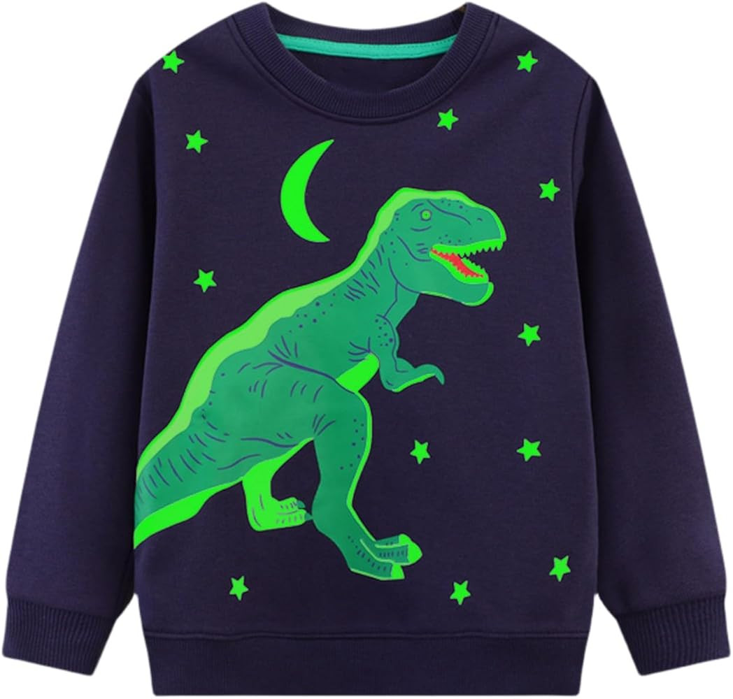 HILEELANG Toddler Boy Sweatshirts Crewneck Long Sleeve Pullover Cotton Graphic Top Sweater Shirts | Amazon (US)