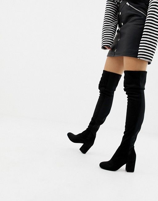 ASOS DESIGN Slim Kadi heeled thigh high boots | ASOS US