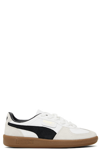 PUMA - White & Gray Palermo Leather Sneakers | SSENSE