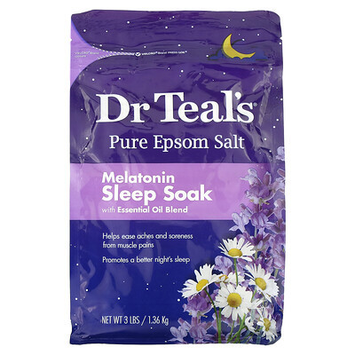 Dr. Teal's, Pure Epsom Salt, Melatonin Sleep Soak With Essential Oil Blend, 3 lbs (1.36 kg) | iHerb