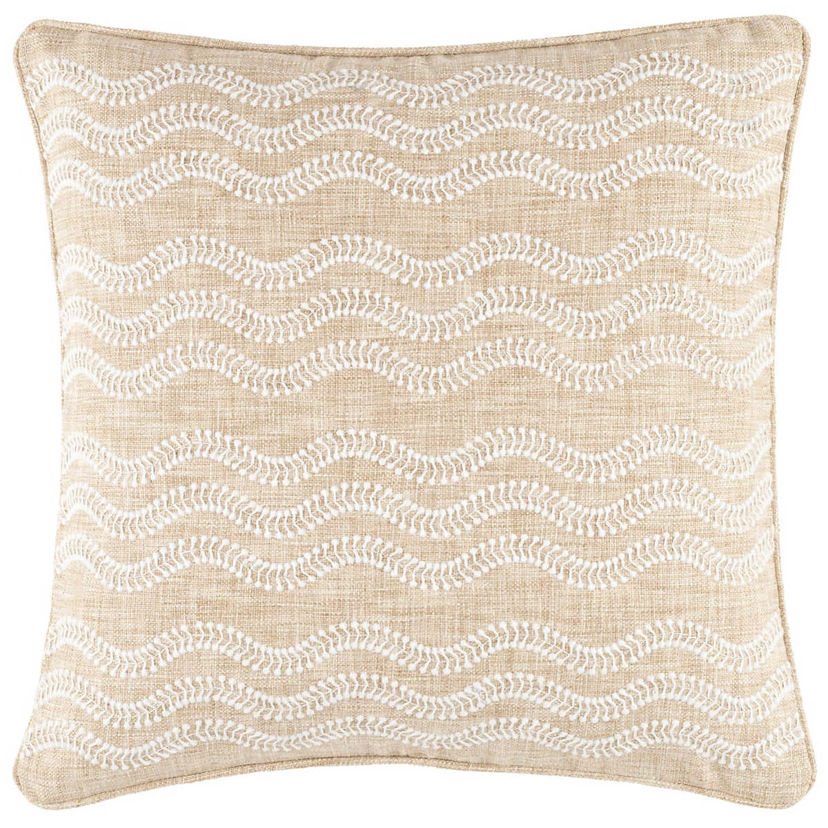 Scout Embroidered Natural Indoor/Outdoor Decorative Pillow | Annie Selke