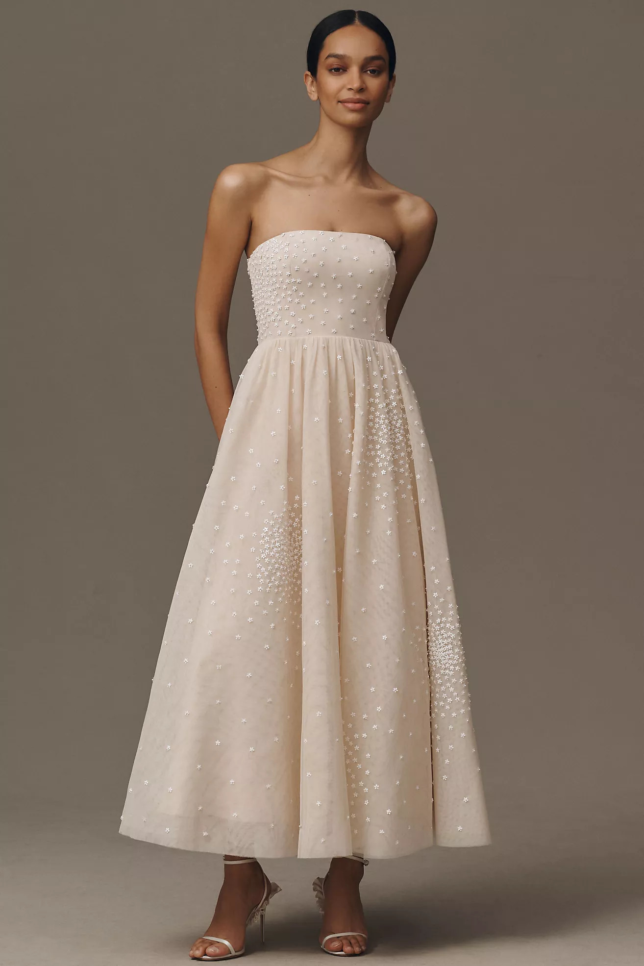 BHLDN Strapless Embellished Fit & Flare Midi Dress | Anthropologie (US)