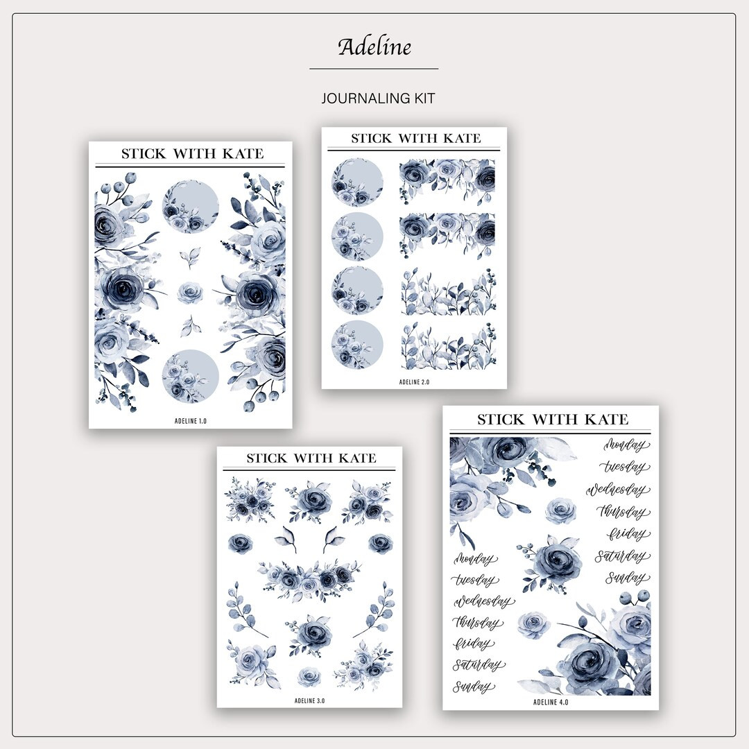 Adeline Journaling Kit Bujo Stickers Planner Stickers - Etsy | Etsy (US)