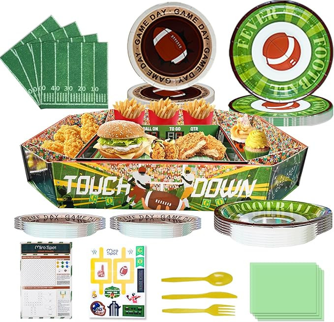 Football Party Tableware Supplies Kit, 2025 Super Bowl Party Favors Kit Serve 12, Includes Super ... | Amazon (US)