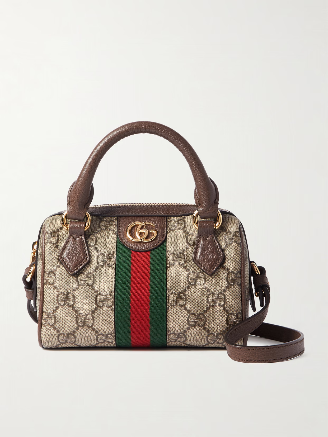 Gucci - Ophidia Mini Leather-trimmed And Webbing-trimmed Printed Coated-canvas Tote - Neutrals | NET-A-PORTER (US)