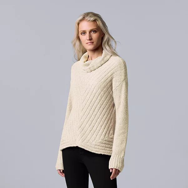 Women's Simply Vera Vera Wang Metallic Cowlneck Sweater | Kohl's