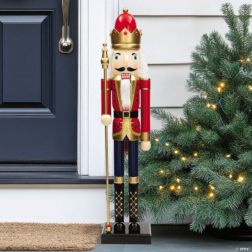 3 Ft. Large Classic Red Wood Holiday Nutcracker with Scepter | Oriental Trading Company