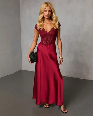 Polished Romance Lace Satin Maxi Dress | VICI