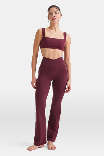 DAYFLEX WRAP HIGH WAISTED FLARED YOGA PANT - BURGUNDY | TALA (UK)