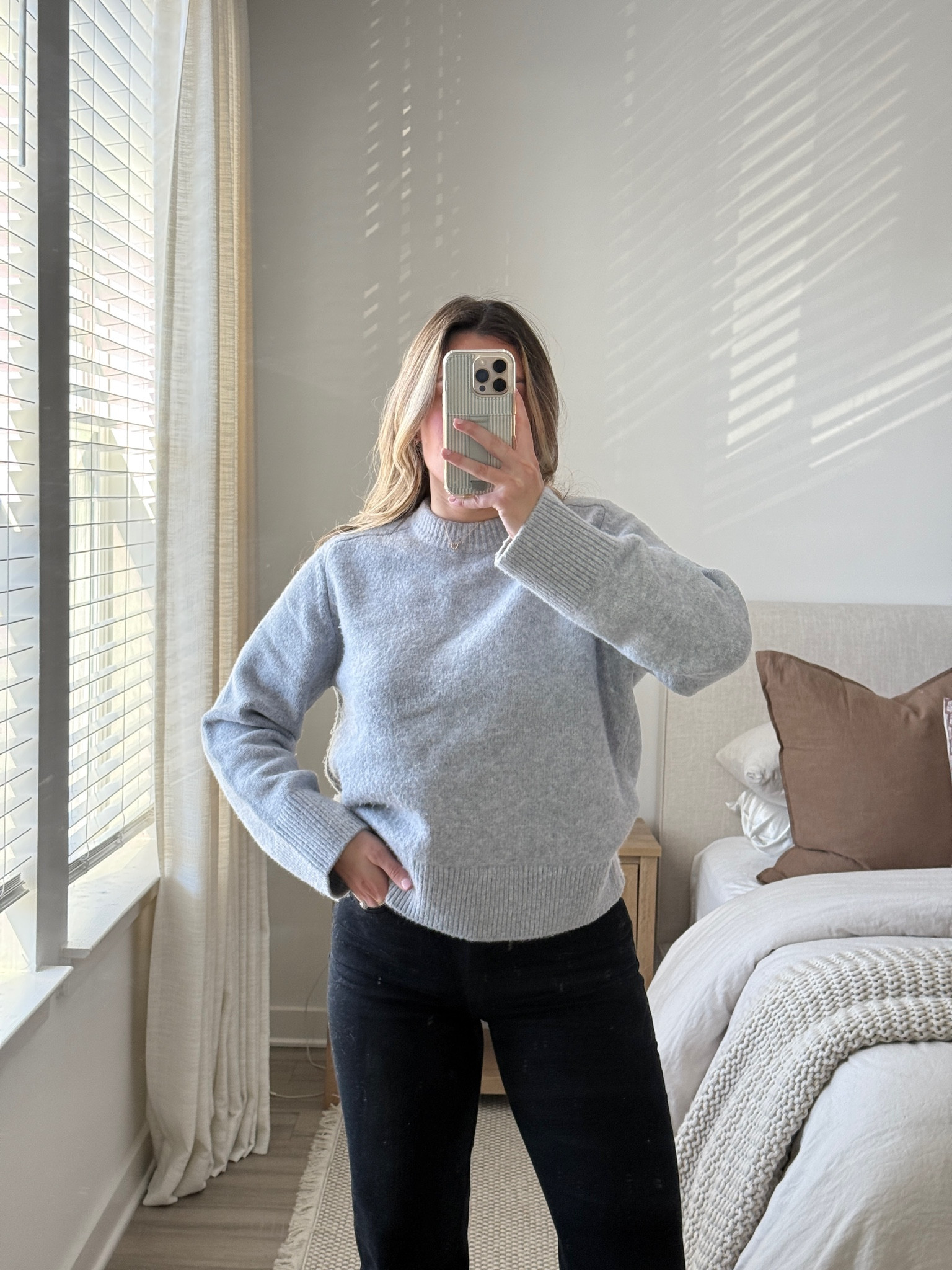 cozy abercrombie outfit 🤍 I would say the sweater is very true to size! 

#LTKGiftGuide #LTKWorkwear #LTKStyleTip