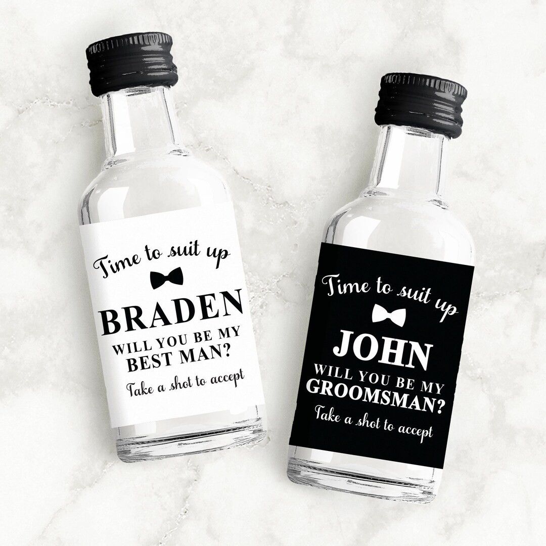 Groomsman Gift Time to Suit up Custom Mini Liquor Bottle Labels - Etsy | Etsy (US)