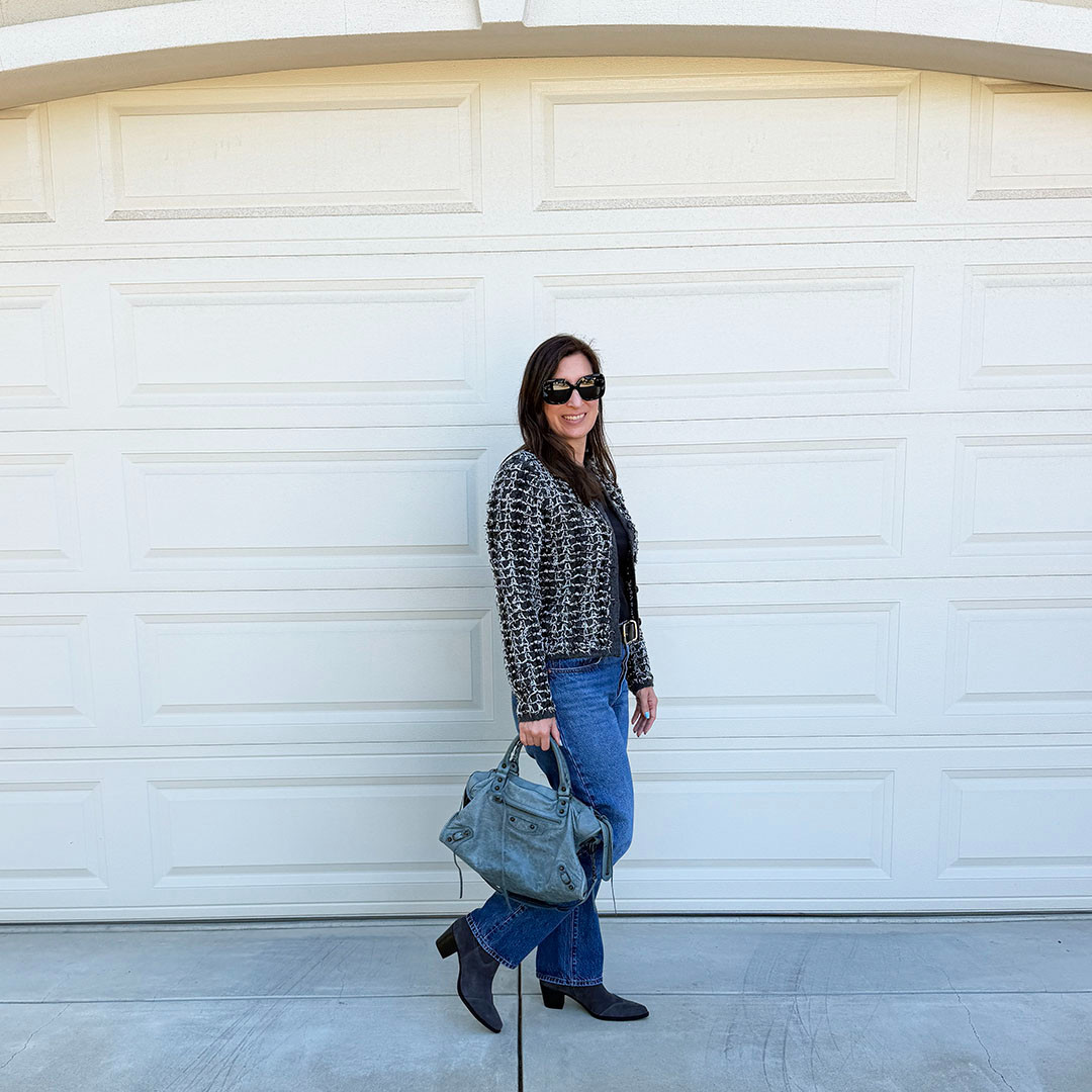 Love this tweed cardigan sweater for fall outfits.  

 #LTKootd #LTKOver40 #LTKPetite