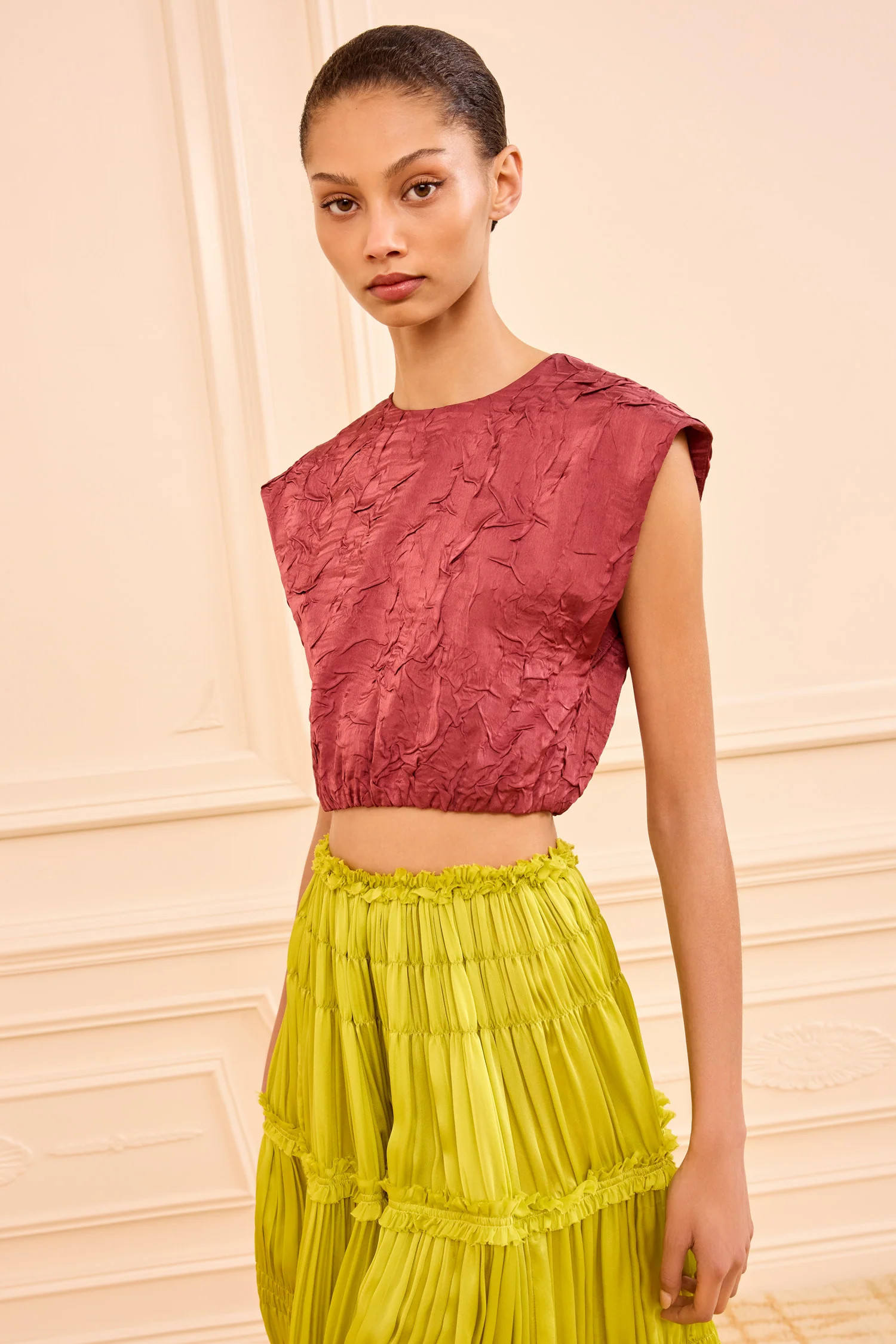Gisella Satin Crop Top - Fig | Ulla Johnson