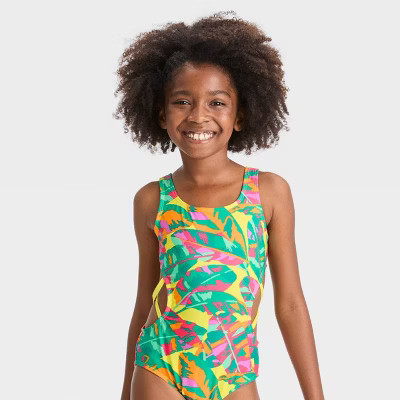 Girls' Paradise Palm Sleeveless One Piece Swimsuit - Cat & Jack™ | Target