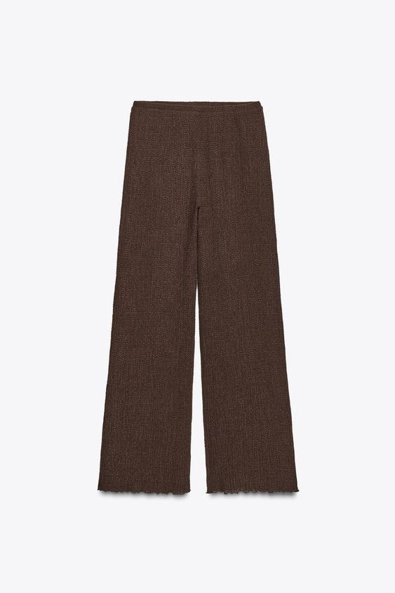 TEXTURED STRAIGHT LEG PANTS | Zara US