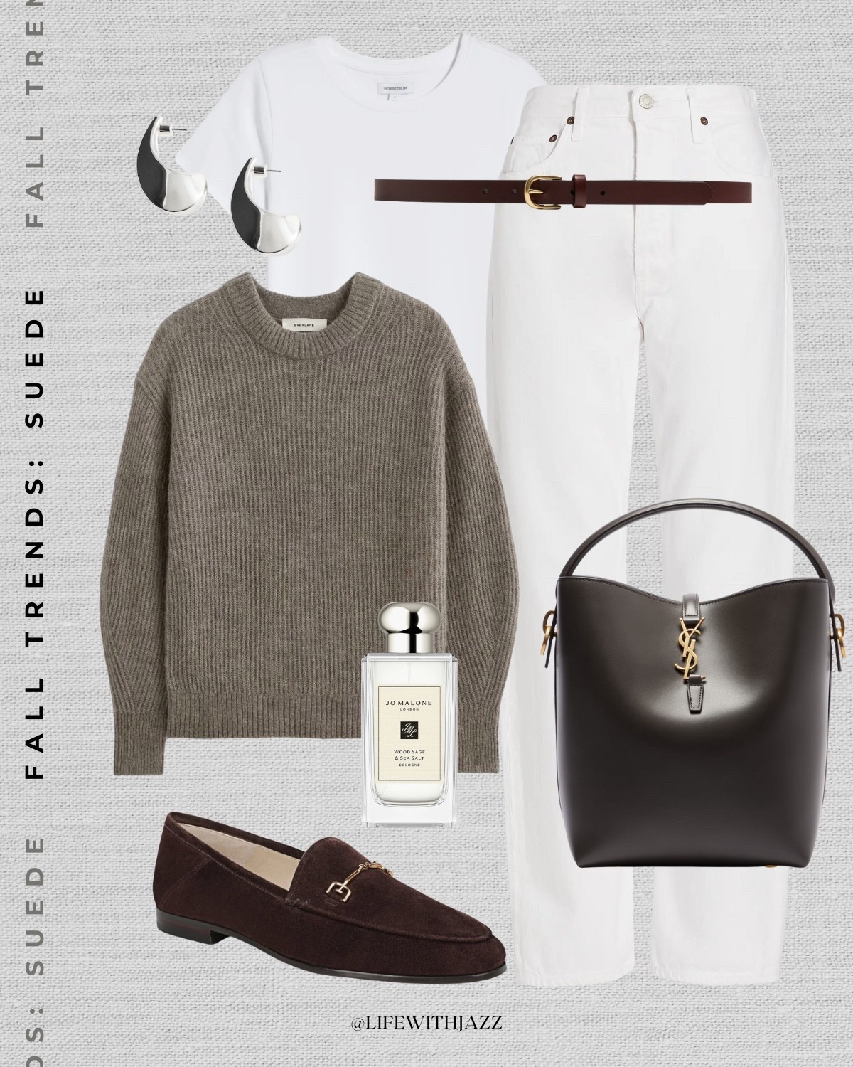 Fall outfit styling suede 

Elevated style / fall outfit inspo / suede taupe gray sweater / white jeans / suede loafers / YSL tote / silver earrings 

#LTKStyleTip #LTKSeasonal
