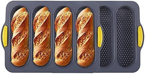 loaf pan atrccs Set of 1 with four buns French bread loaf pan bread pan non-stick pan easy to releas | Amazon (US)