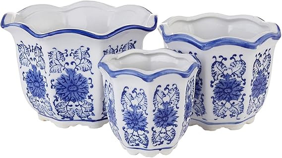 Blue and White Porcelain, HakkaGirl Flower Pots, Chinese Ceramic Planters for Decorative -Set of ... | Amazon (US)