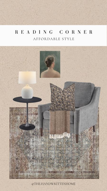 Amber interiors inspired reading corner!

Dark gray chair with pedestal accent table is perfect for a living room design.

Georgie teal/antique rug on major sale! 7x9 rug is $116!

Loloi rug
Amber Lewis rug
Amber interiors dupe
Metal side table
Brown throw blanket
McGee
Master bedroom sitting area

#LTKhome #LTKFind #LTKsalealert