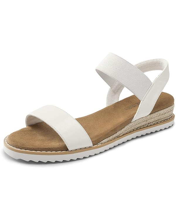 DREAM PAIRS Womens Espadrilles Ankle Stretch Elastic Strap Open Toe Wedges Flats Sandals | Amazon (US)