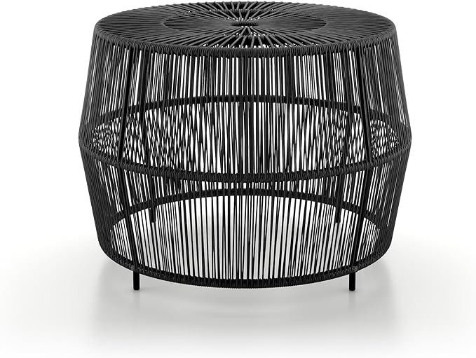 Muse & Lounge Co. Ysar Boho Rattan Round Coffee Table Outdoor with Metal Frame, All-Weather and R... | Amazon (US)