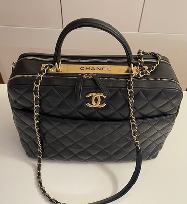 [100% AUTH] Chanel Trendy CC Bowling Bag Lambskin Black Strap Crossbody Handbag | eBay US