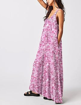 Antnation Womens Floral Reversible Jumpsuit Sleeveless Wide-Leg One Piece with Pockets Casual Sum... | Amazon (US)
