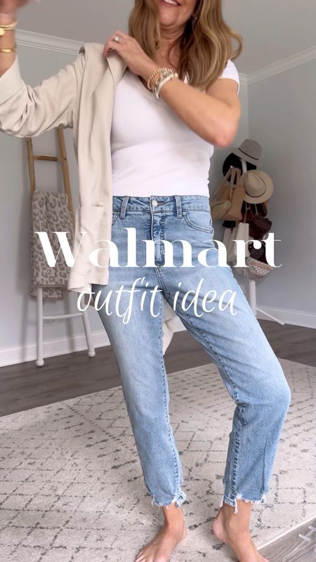 👏🏼Walmart. Does. It. Again. These $22 jeans are amazing and this linen blazer is a must have closet staple. I’m jumping on the 90s style bandwagon with these comfy $25 dad sandals and guys I’m here for it. for reference, I’m 5’7” and  about 135lbs and I’m wearing a size medium in the top and blazer and a size 4 in the jeans (size down)


Spring outfit idea, Walmart outfit, affordable fashion, style over 40, over 40 fashion, inclusive fashion, business casual outfit, Walmart shopping, chunky sandals, what to wear this spring, neutral aesthetic, y2k fashion 



#LTKstyletip #LTKVideo #LTKworkwear
