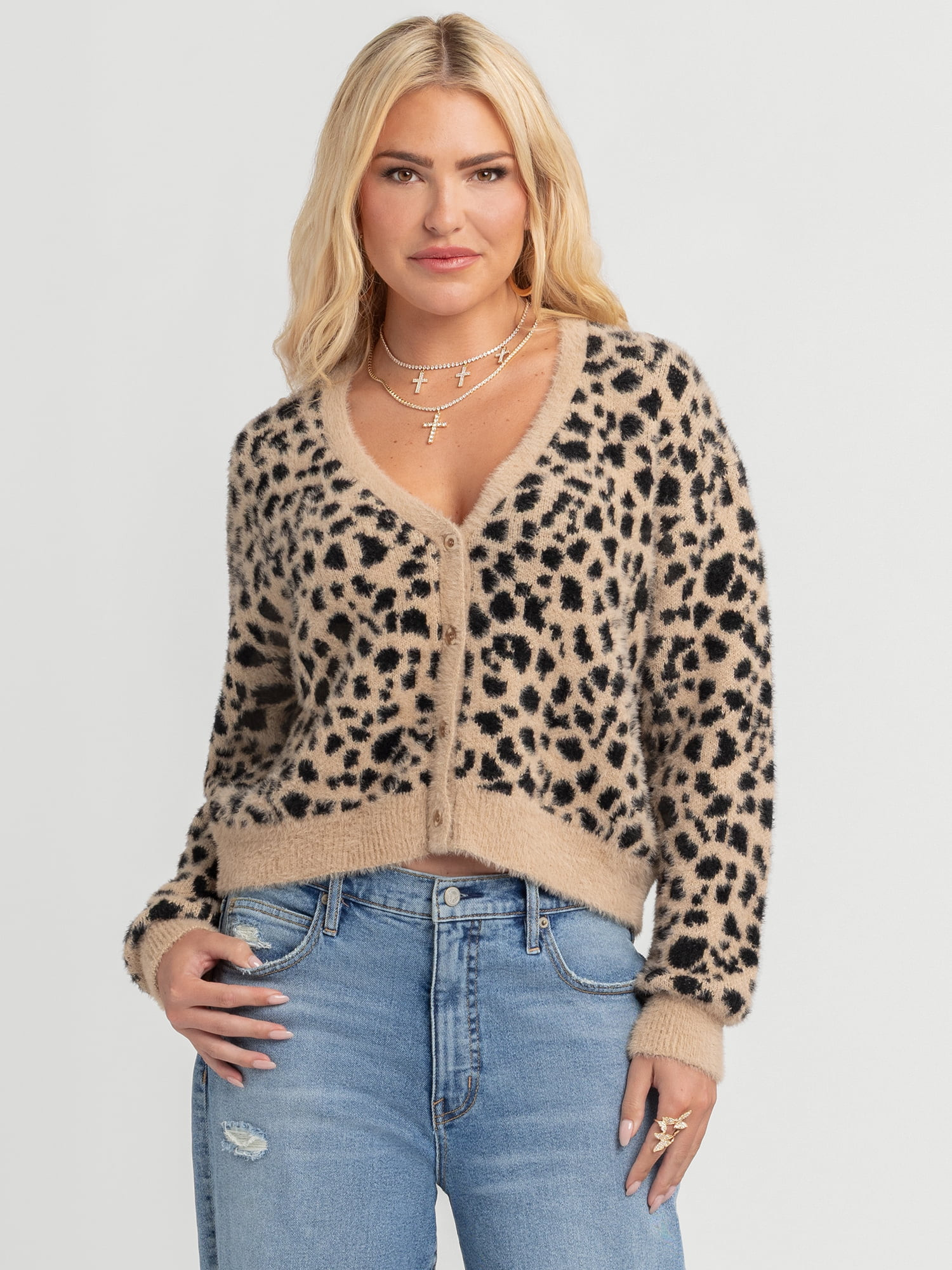 Jessica Simpson Women's Dionne Eyelash Cardigan Sweater, Midweight, Sizes XS-XL | Walmart (US)