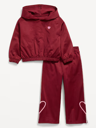 Long-Sleeve Graphic Hoodie and Wide-Leg Pants Set for Toddler Girls | Old Navy (US)