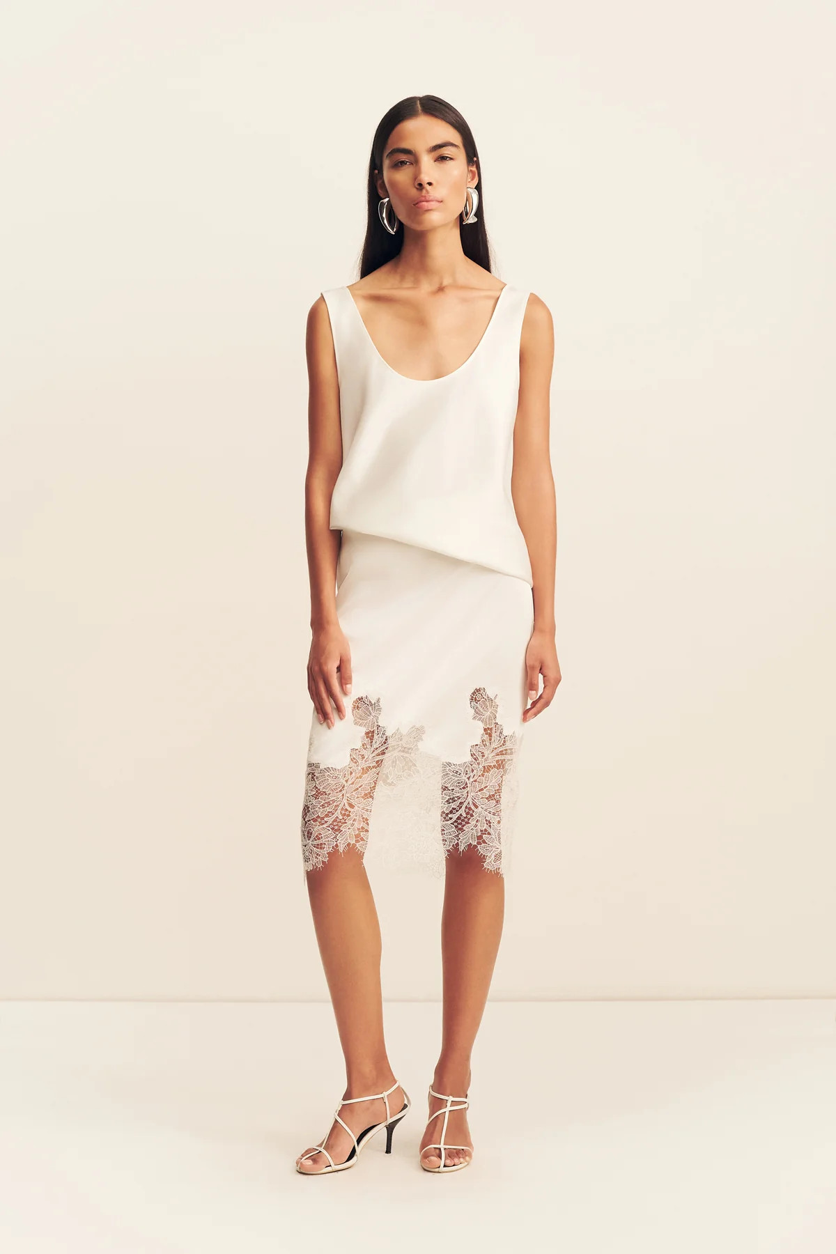 Lucia Lace Knee Length Skirt | Ivory | Skirts | Shona Joy | Shona Joy