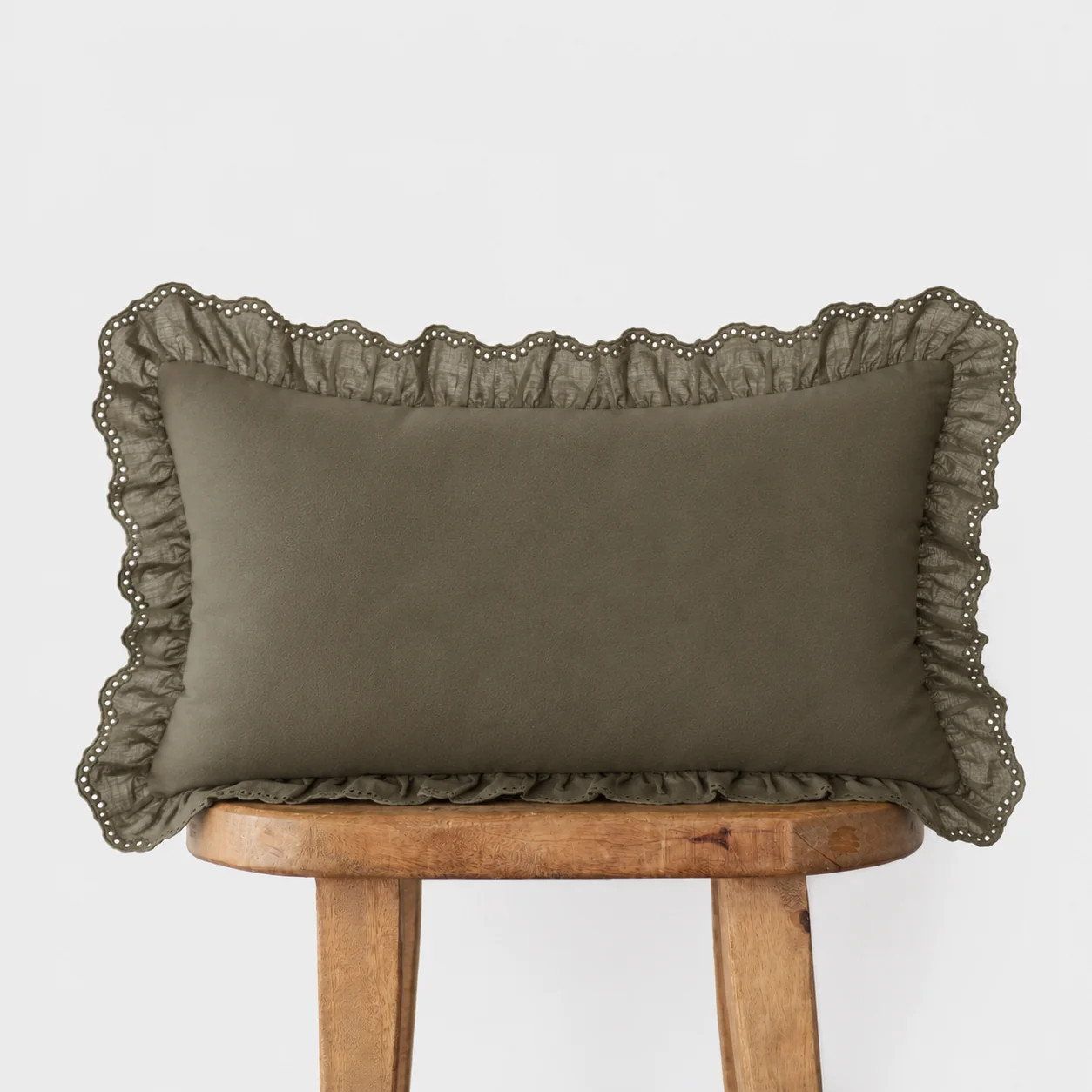 Dark Olive Eyelet Ruffle Basics - 18" | 22" | 26" | 12x20" | 12x40" | Woven Nook