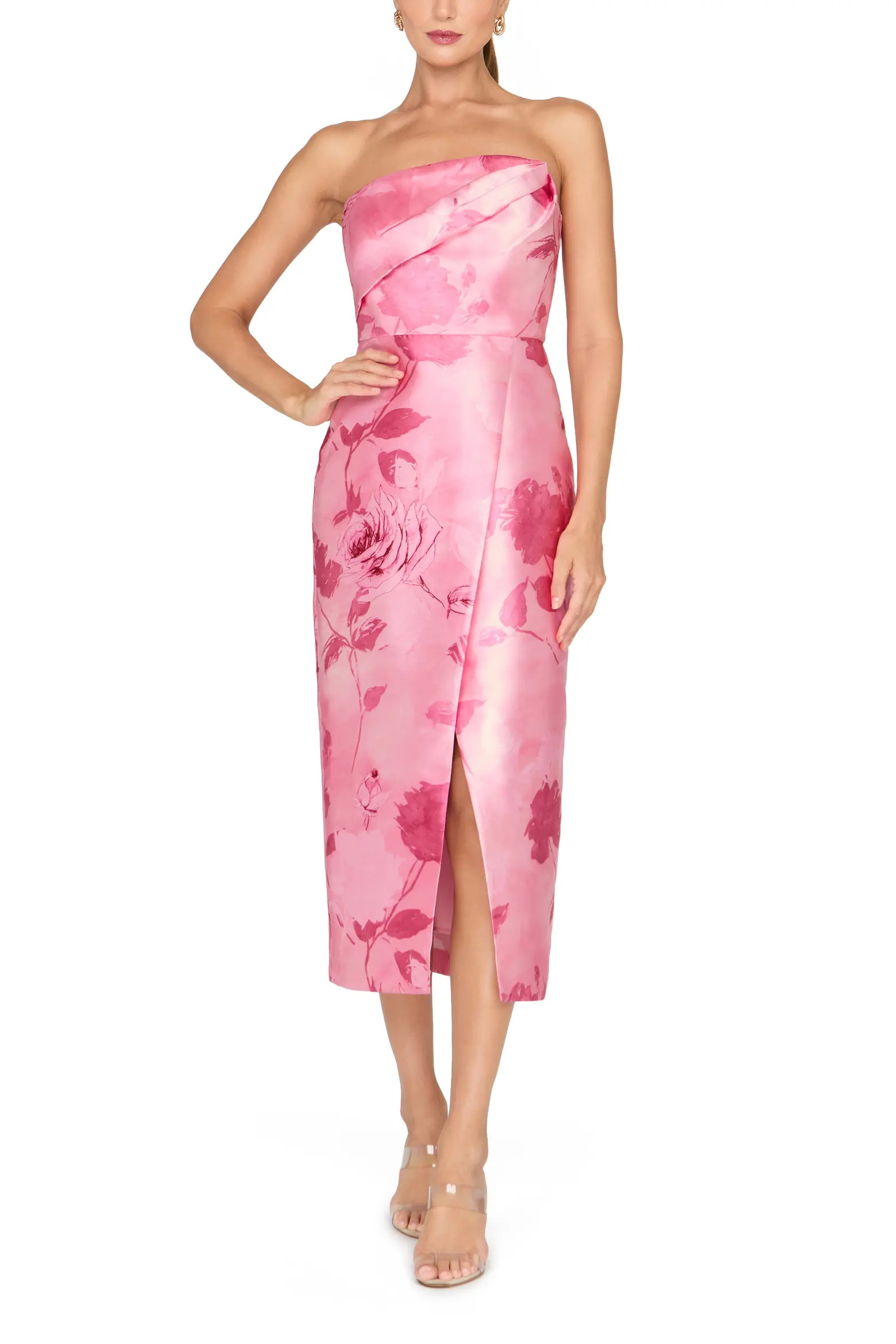 Addison Floral Strapless Sheath Midi Dress (Women) | Nordstrom | Nordstrom