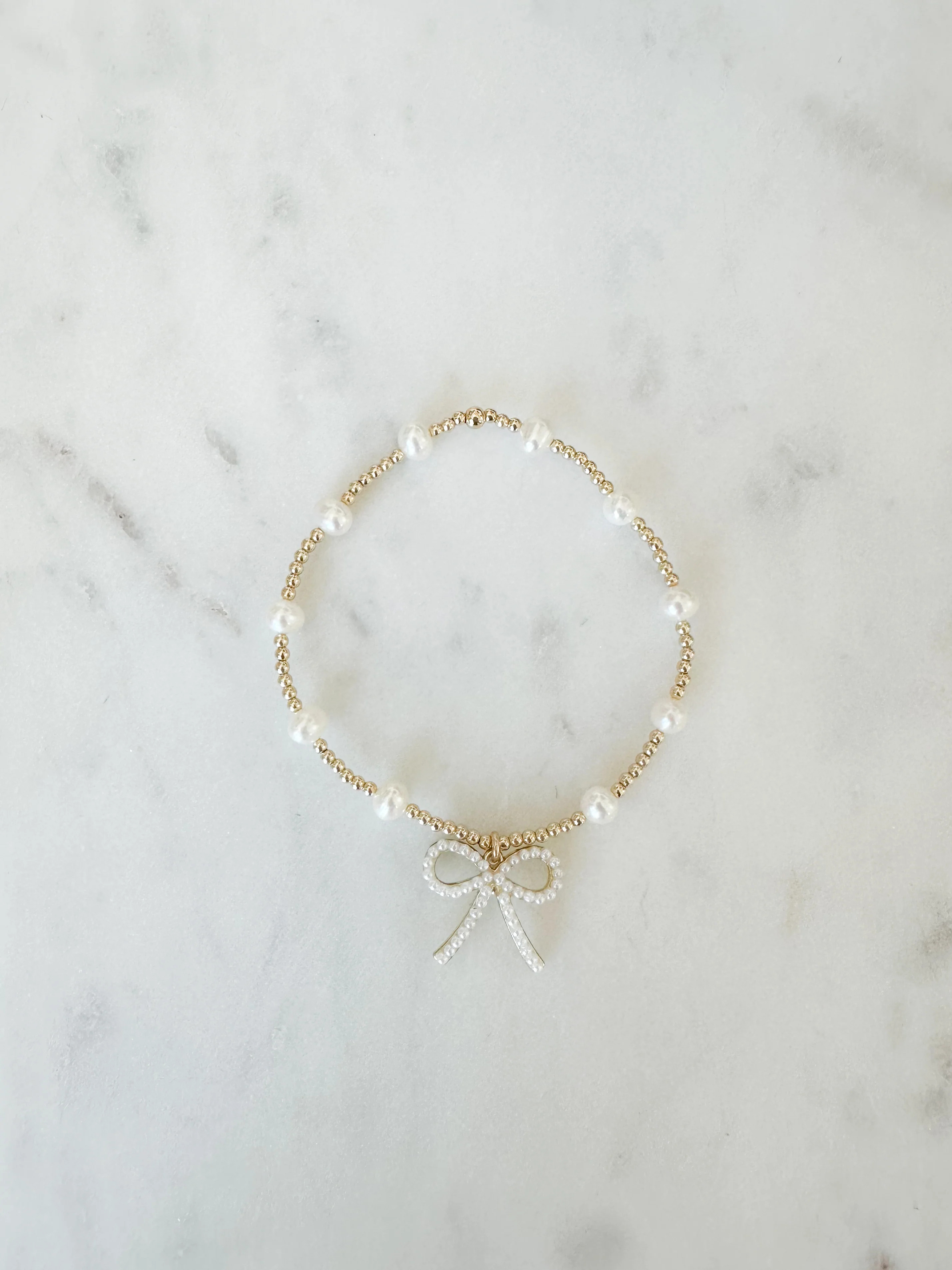 Girly Bow 14K Gold + Pearl Bracelet | Carin Rose