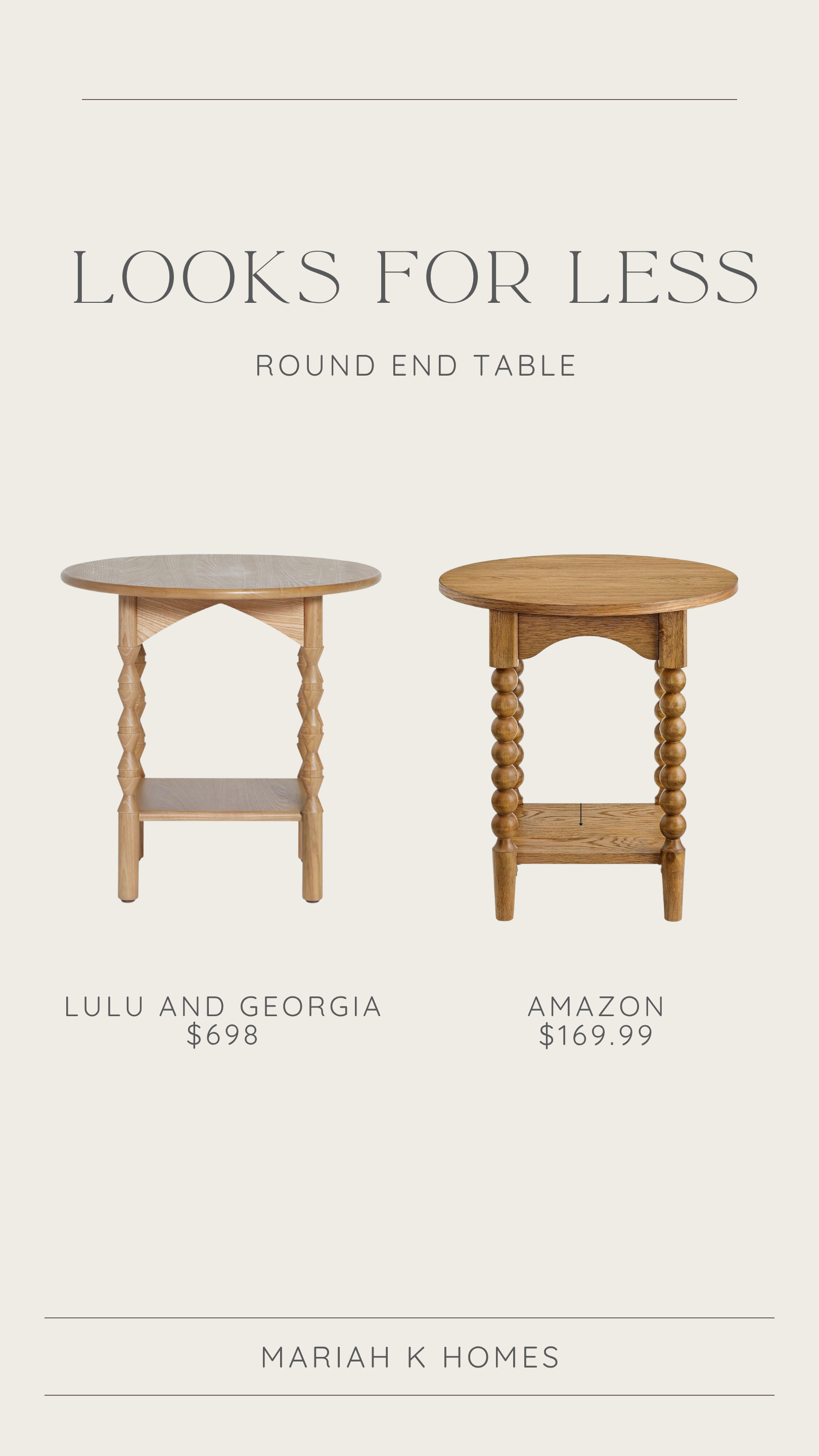 The prettiest look for less! I’m loving these light wood spindle accent tables. Both have that elevated, designer-inspired look, but you absolutely can’t beat the price difference! Such an easy way to add warmth and style to your space. 

 #LookForLess #DesignerLookForLess #AccentTable #WoodAccentTable #HomeDecorFinds #AffordableHomeDecor #LivingRoomDecor #HomeDecorInspiration #mariahkoehle #mariahkhomes #socialagentcircle #expluxury #exprealty #LTKHome #LTKSaleAlert