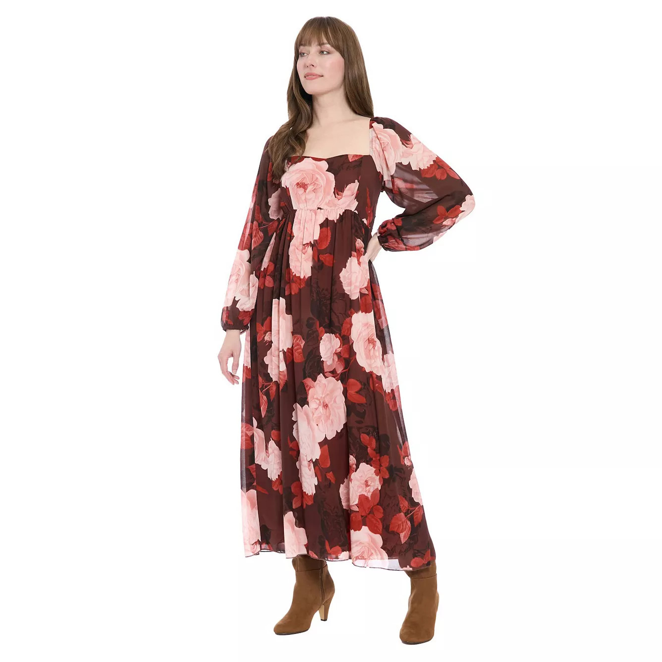 Women's London Times Smocked Back Bishop Sleeve Midi Dress | Kohl's